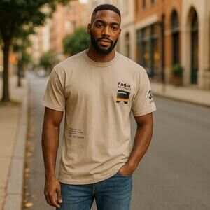 Mens Kodak Graphic T-Shirt M Beige